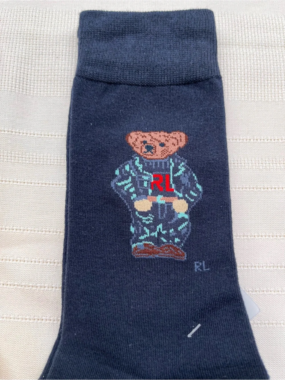 Polo by Ralph Lauren Two-Pack Bear Crew Socks - 2 pairs Cream & Navy